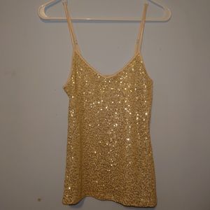 Gold sequin tank top